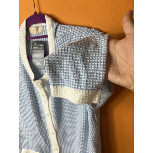 Cia de Moda Women's Cardigan Sweater Size LG Blue White Gingham Long Sleeve NWT - Picture 4 of 11